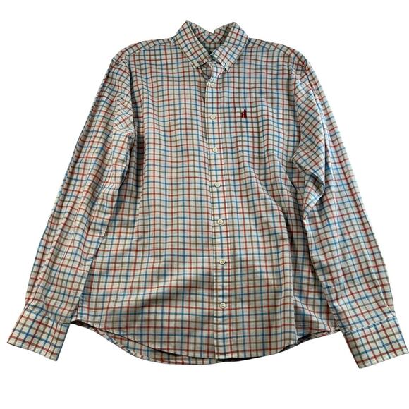 Johnnie-O Sz M Shirt Hangin Out Button Down Cotton Long Sleeve Plaid Multicolor - Picture 1 of 14